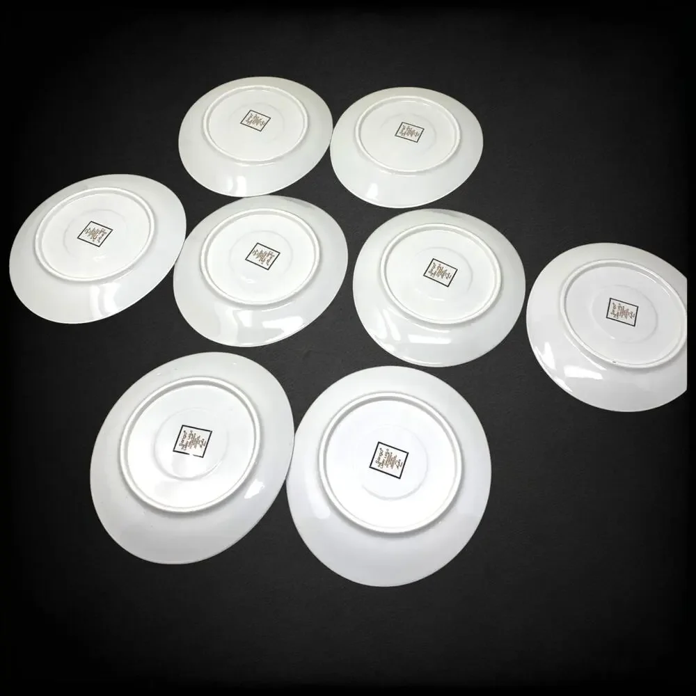 Vintage 1986 Sango Larry Laslo Calligraphy 8 Cup Saucer Sets 16 Pc Postmodern